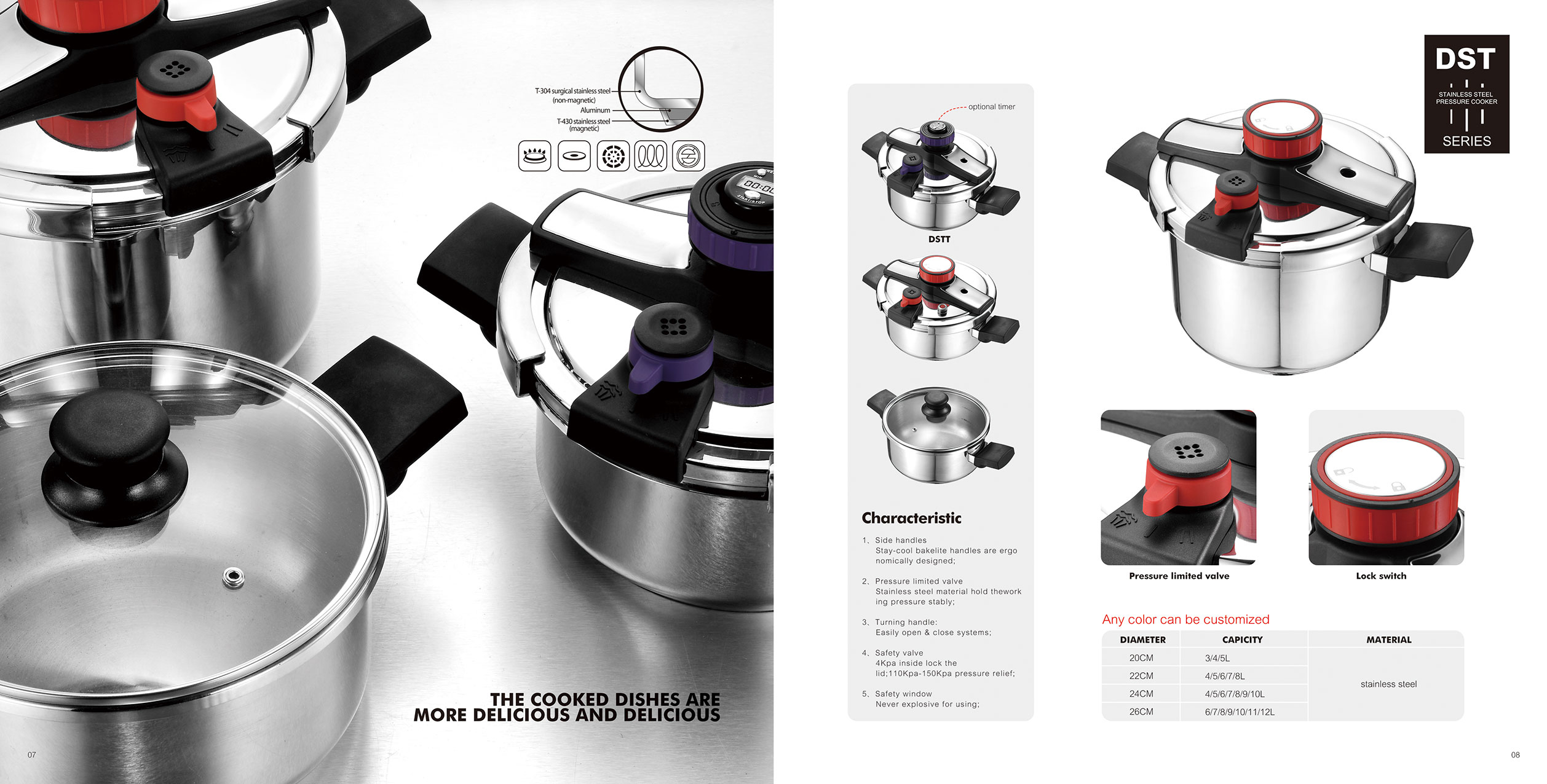 DST stainless steel pressure cooker catalogue spread